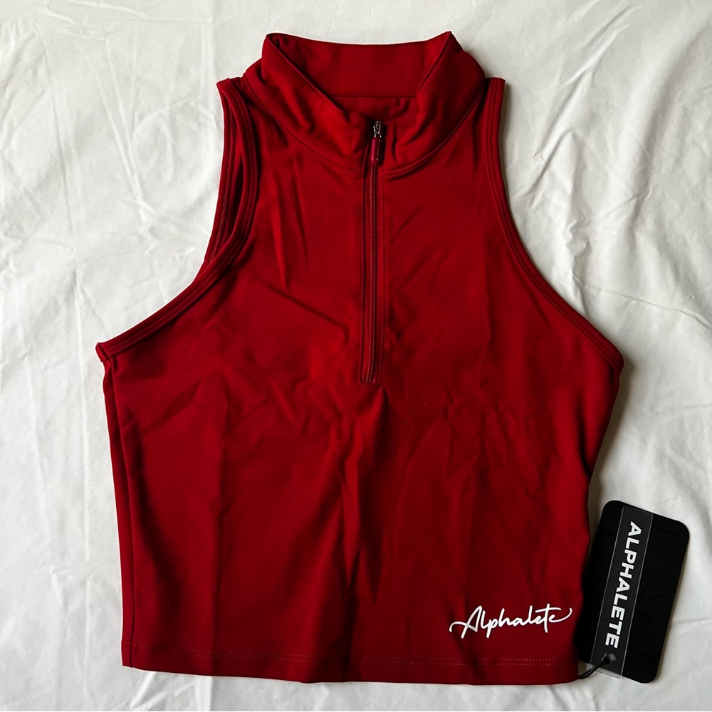 Alphalete Pulse Zip Tank (S) - ‘Red Hot’